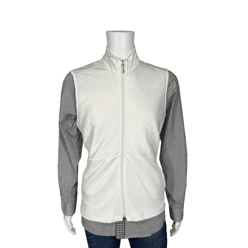 Greg Norman Mens XXL White Quilted Full Zip Golf Vest Performance Sport